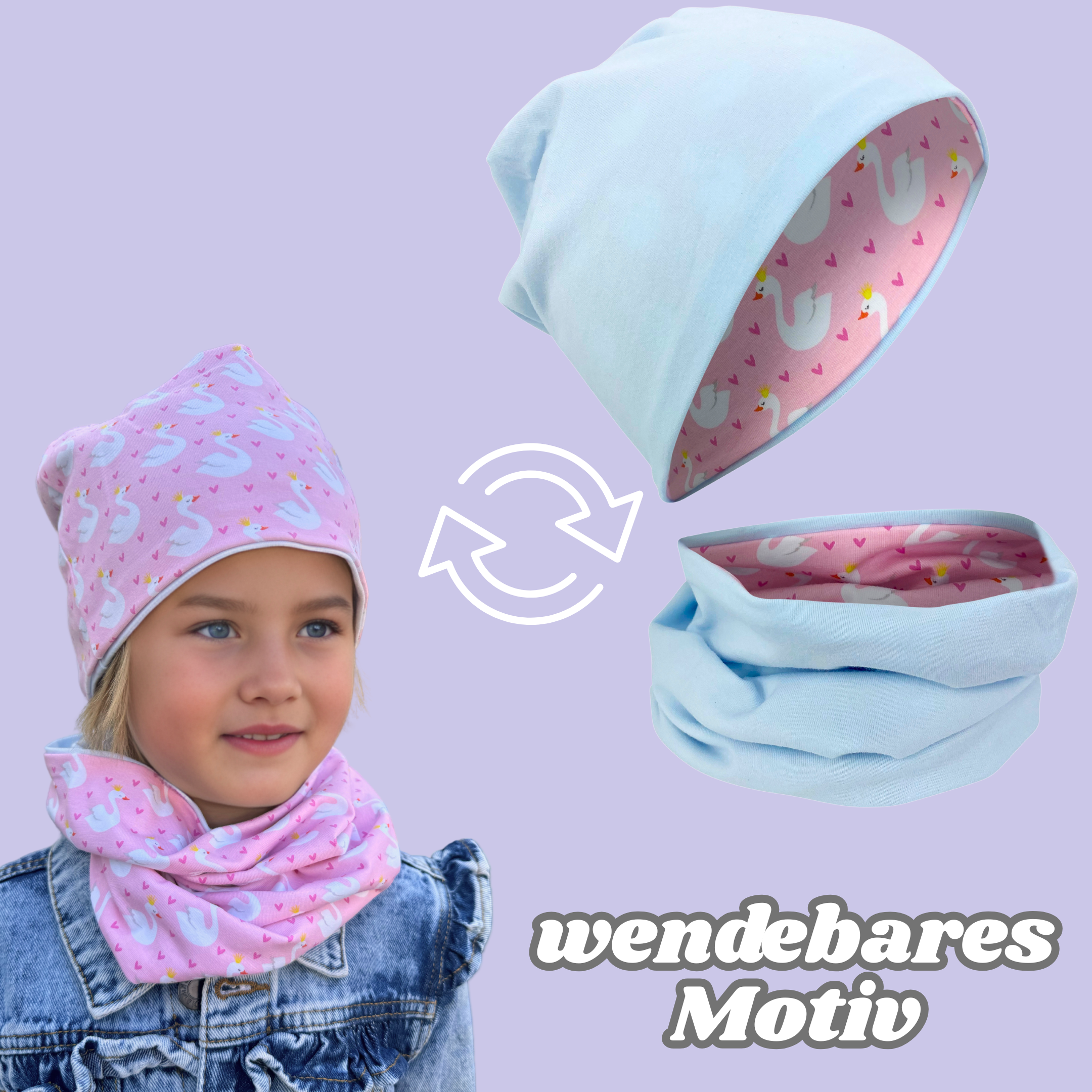 Set Beanie e Scaldacollo per Bambini - Cigno