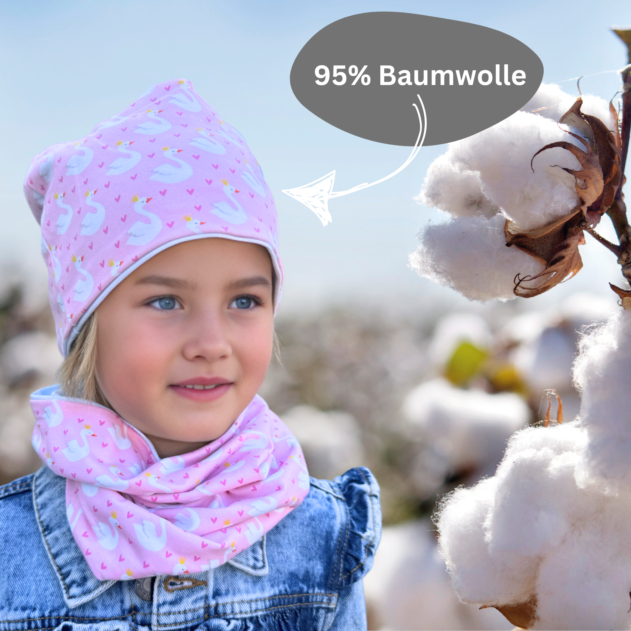 Set Beanie e Scaldacollo per Bambini - Cigno