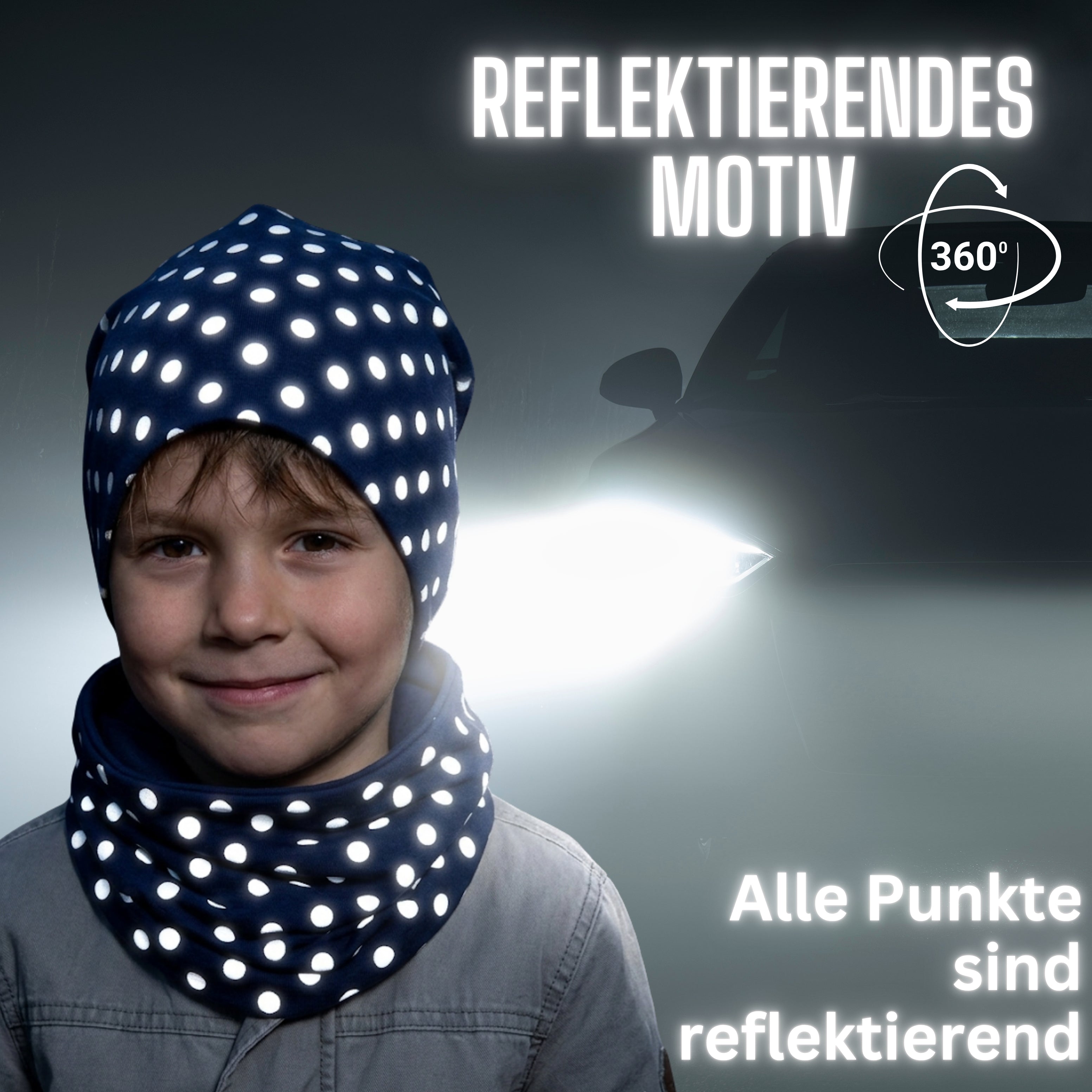 Set Cappello e Scaldacollo Riflettenti per Bambini - Pois