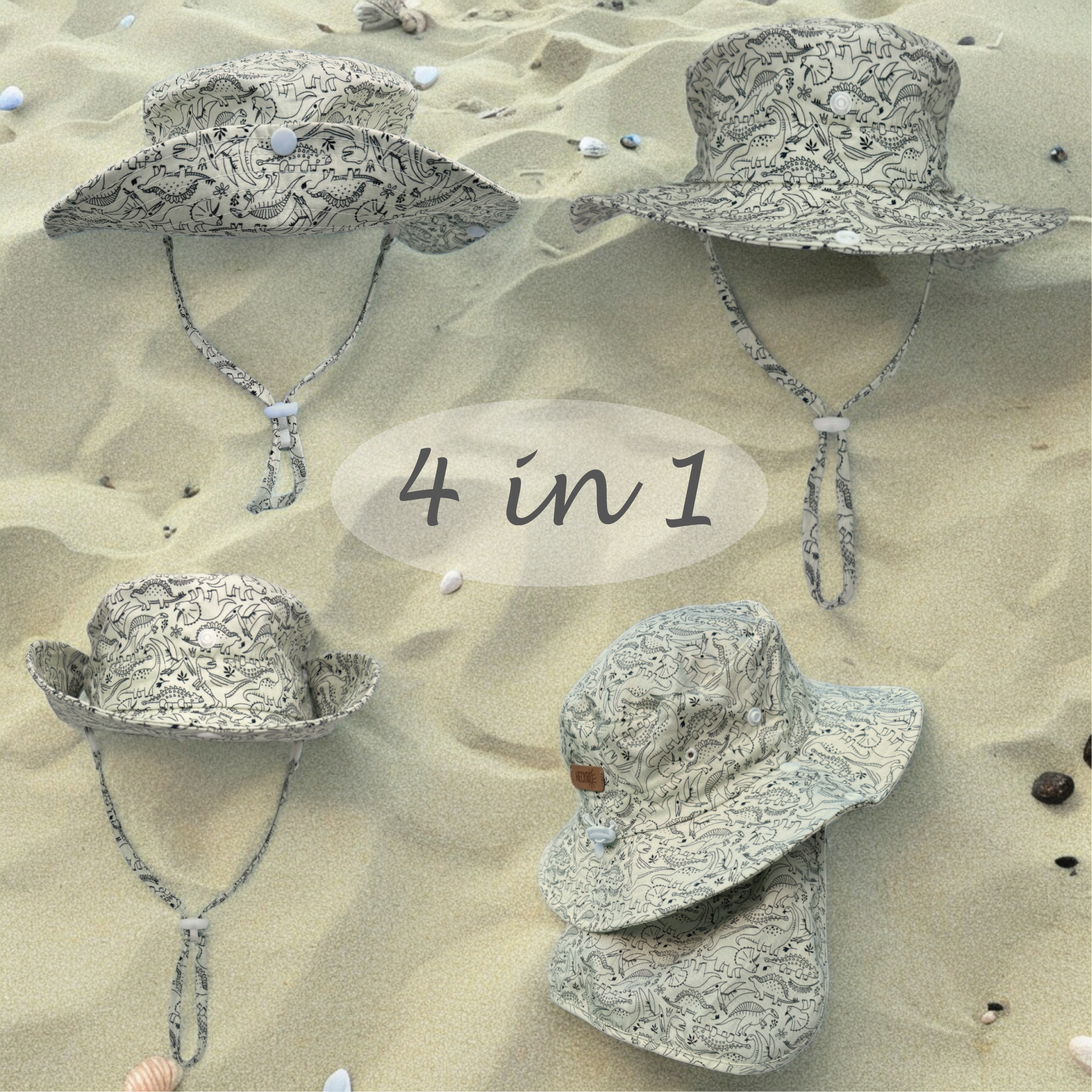 Cappellino parasole per neonati Dinosauri 6 - 24 mesi