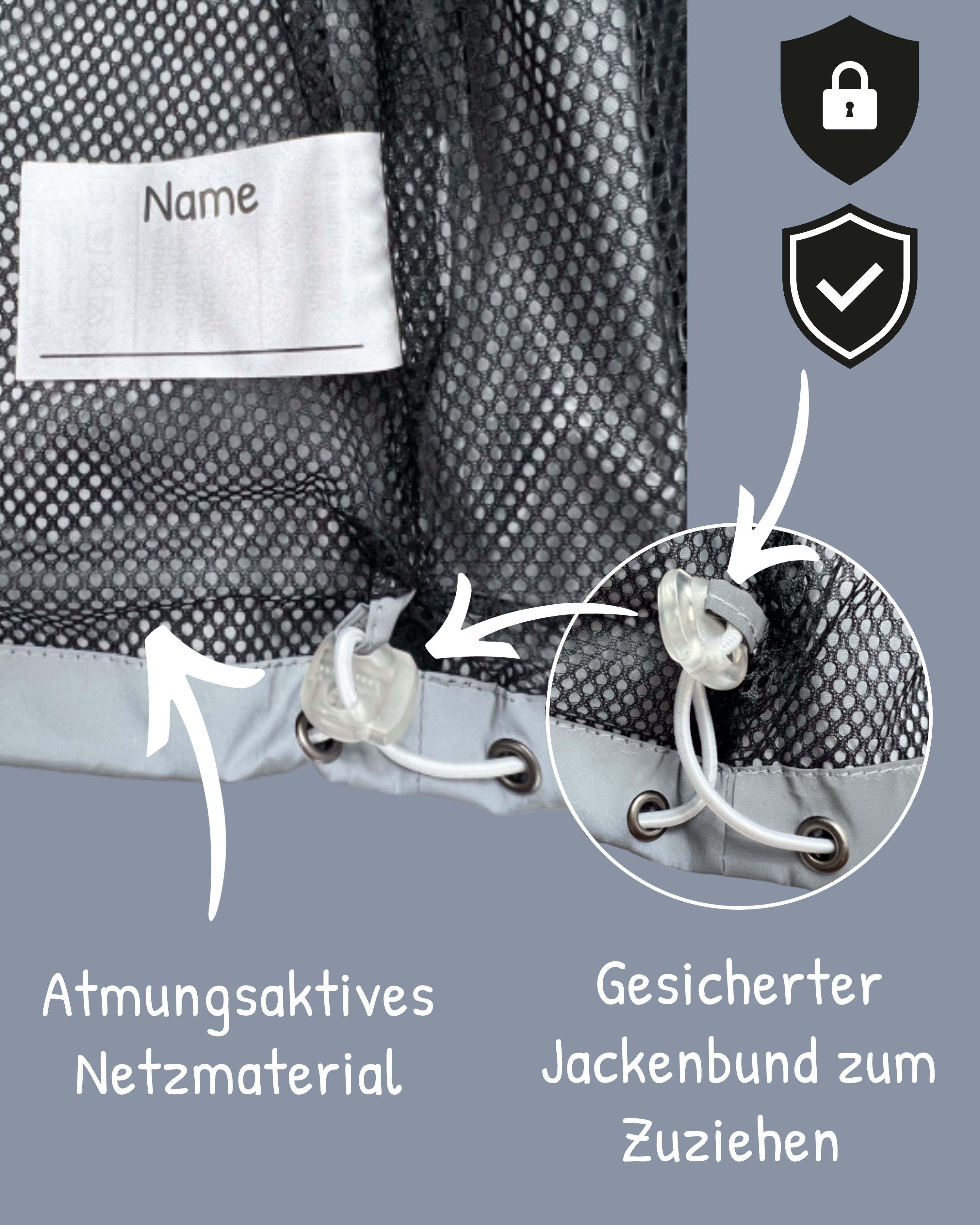 Giacca antipioggia riflettente per bambini con dinosauri