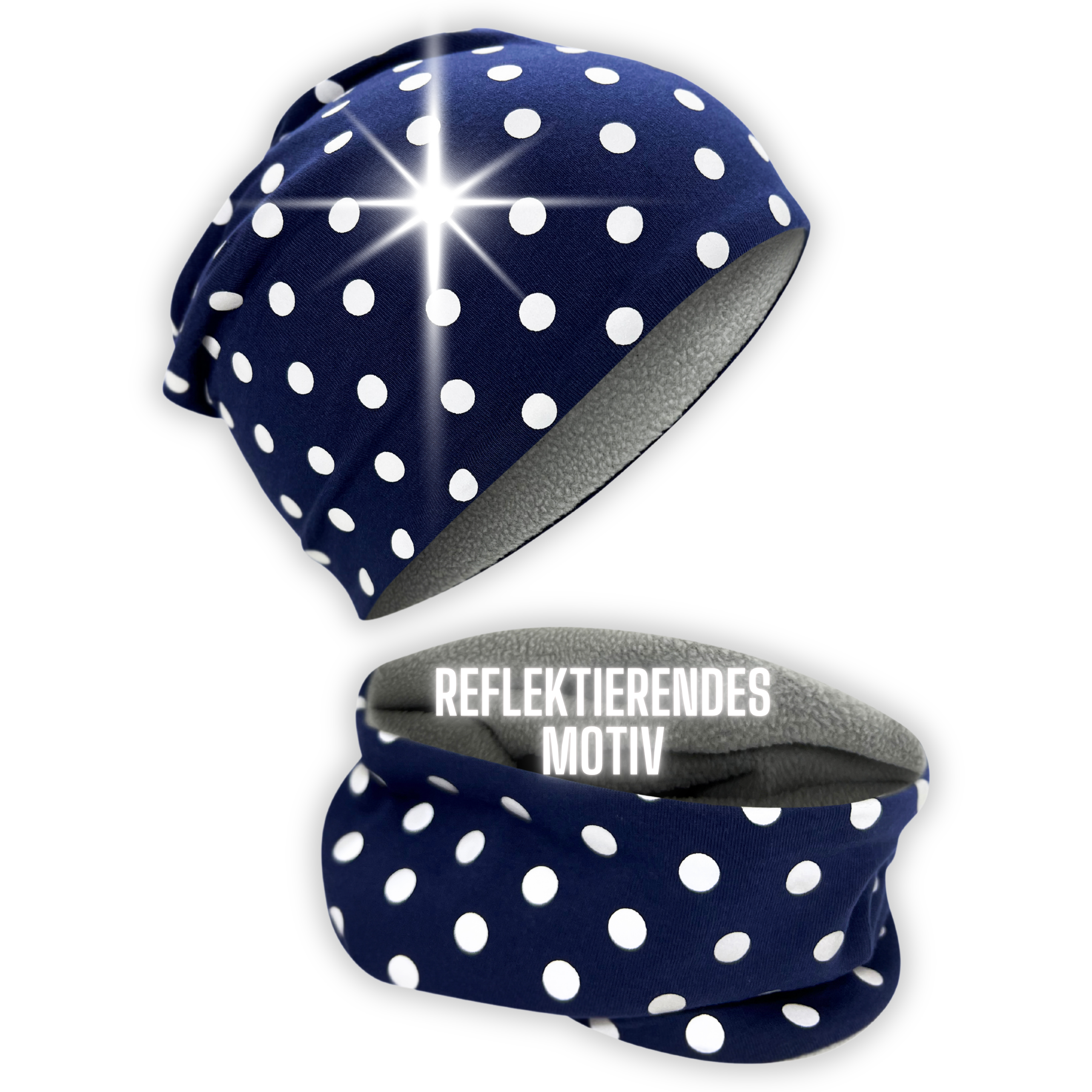 Set Cappello e Scaldacollo Riflettenti per Bambini - Pois