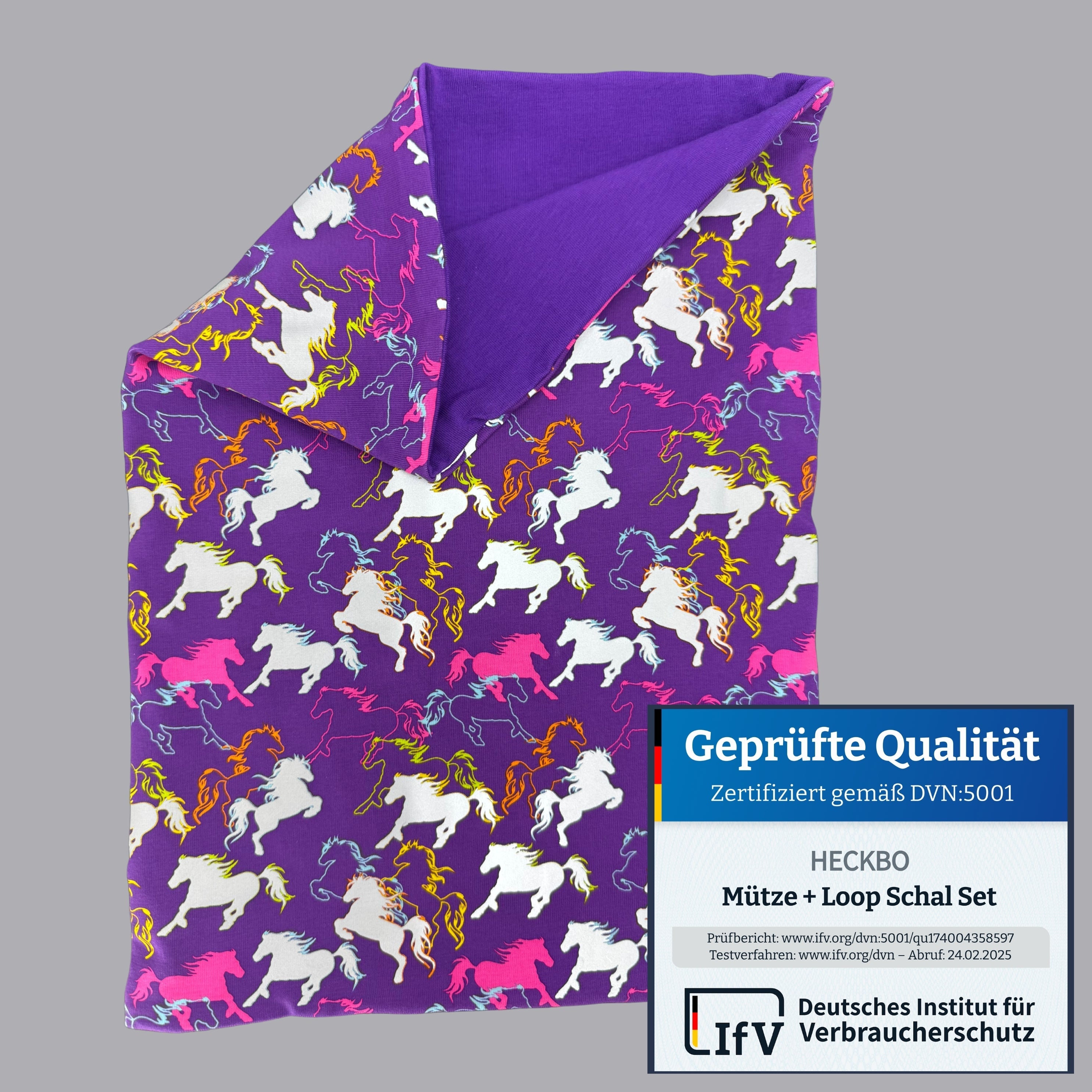 Kinder Riflettore Cappello e Scaldacollo Cavallo