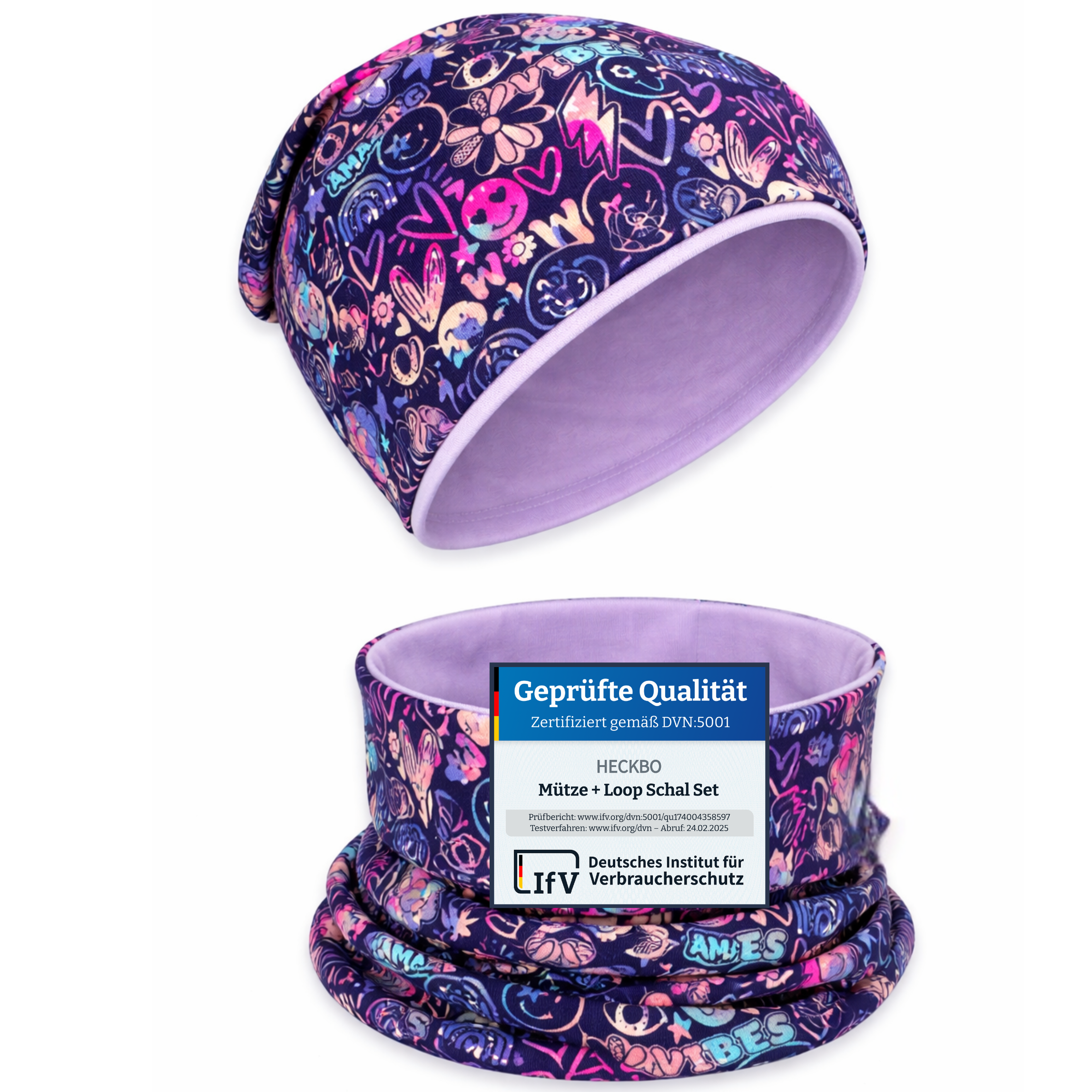 Berretto e scaldacollo per bambini - Flower Power