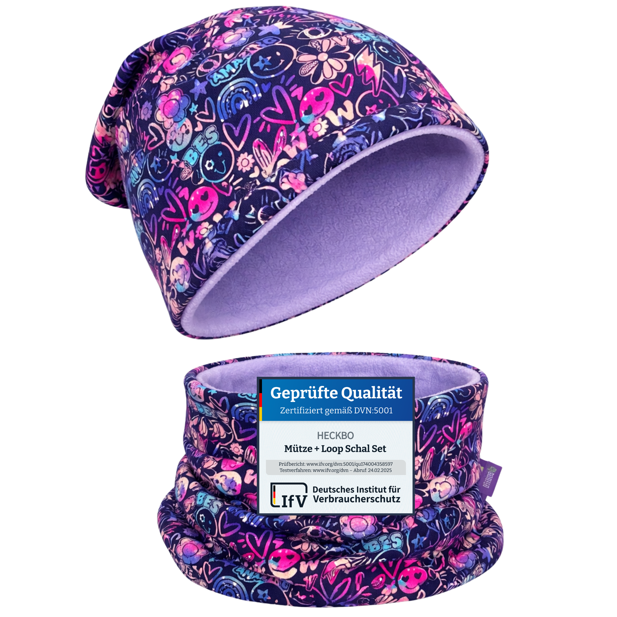 Berretto e scaldacollo per bambini - Flower Power