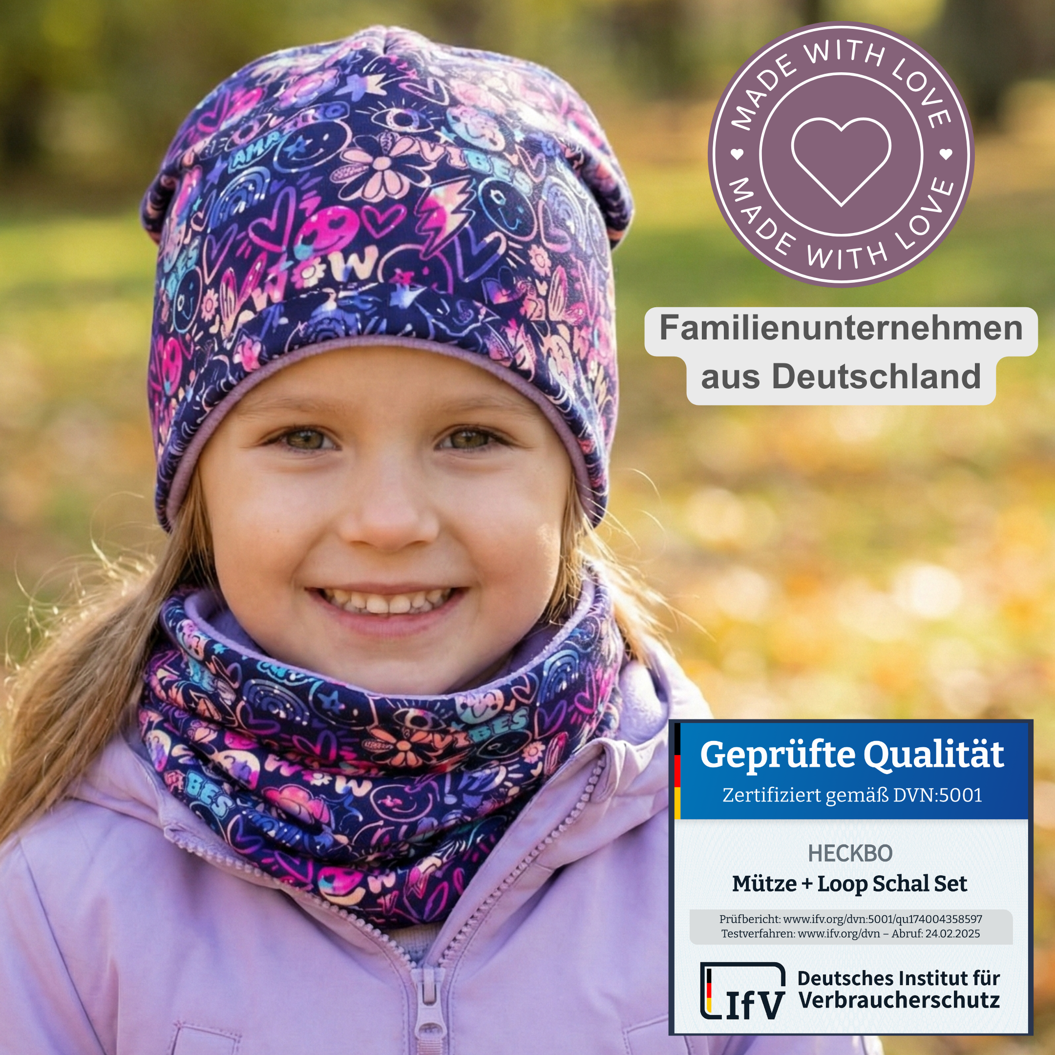 Berretto e scaldacollo per bambini - Flower Power